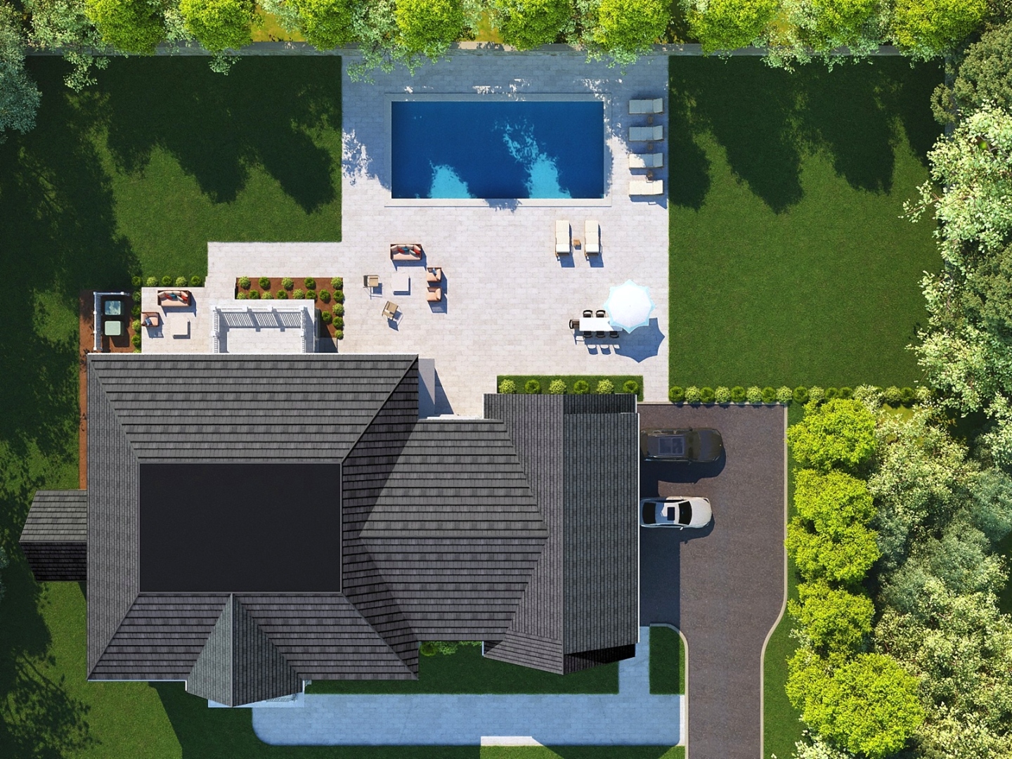 Aerial view of the property