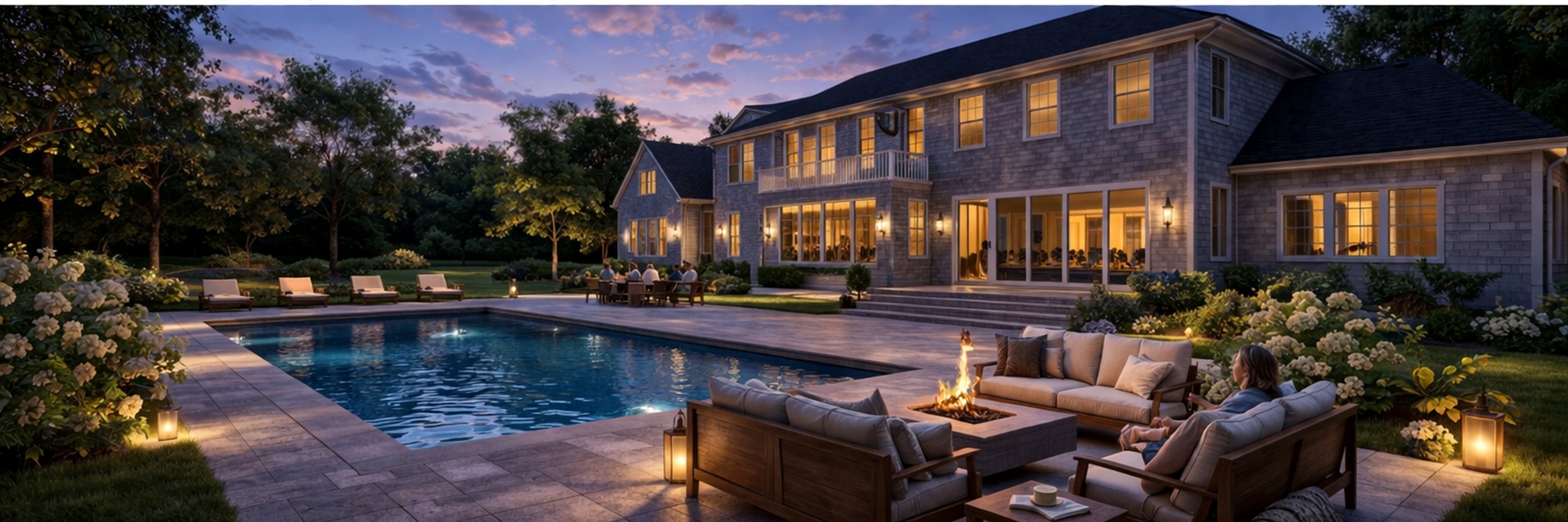86 Minnisink Road exterior at golden hour — The Sagapanack at Short Hills